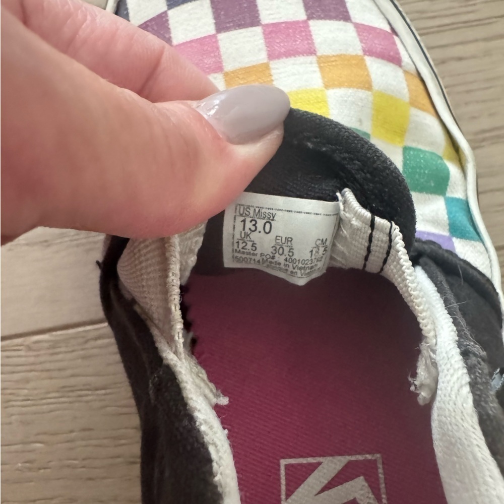 VANS Canvas Multicolor checkered Slip On Unisex Kids' Shoes size 12 - Picture 8 of 9